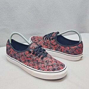 Vans Authentic Disney Mickey Mouse Red Black Checkerboard Sneakers M 8 W 9.5